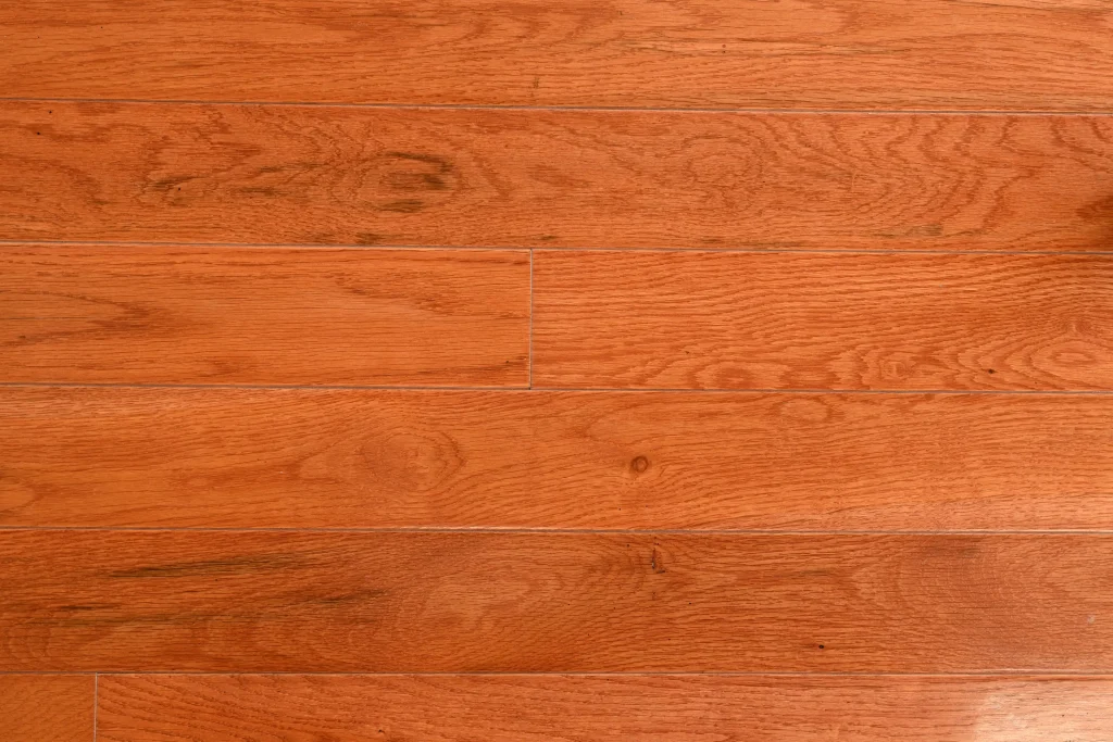 Character grade Bourbon White Oak prefinished hardwood flooring with micro-bevel edges.
