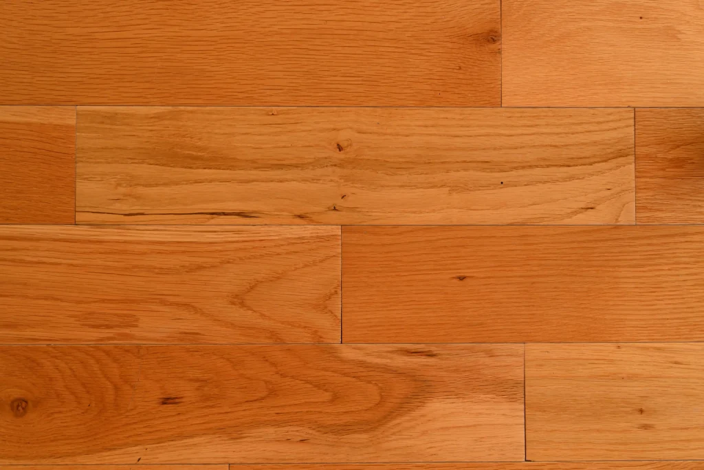 Mill Run Honey Rose White Oak prefinished hardwood flooring with micro-bevel edges and a 9-layer protective finish.